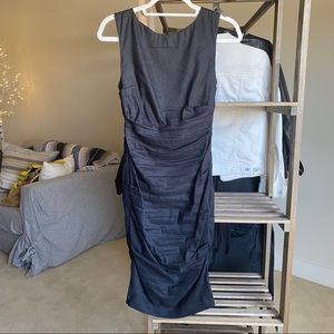 Nicole Miller Artelier linen ruched black dress